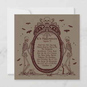 Convites Vintage Frame Old Paper Texture Halloween Party