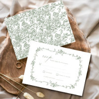 Vintage francês RSVP Sage Casamento Verde
