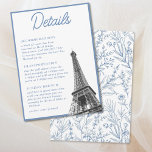Convites Vintage French Bat Mitzvah Detalhes do Gabinete<br><div class="desc">Compartilhe os detalhes do evento em estilo com estas placas de gabinete antigas de Bat Mitzvah Torre Eiffel em França. O design apresenta um design floral azul no verso com uma foto da Torre Eiffel e um texto personalizado para compartilhar os detalhes do seu evento na frente. Insira a Ferramenta...</div>