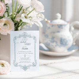 Convites Vintage French Blue Bridal Shower