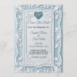 Convites Vintage French Country Shabby Blue Save The Date 
