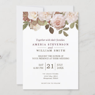Convites Vintage French Rosas Weding Invitation