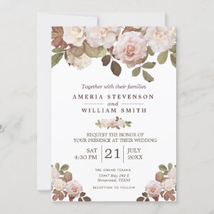 Convites Vintage French Rosas Weding Invitation