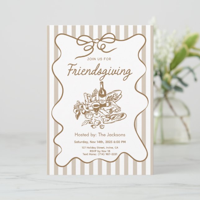Convites Vintage Friendsgiving Invitation (Em pé/Frente)