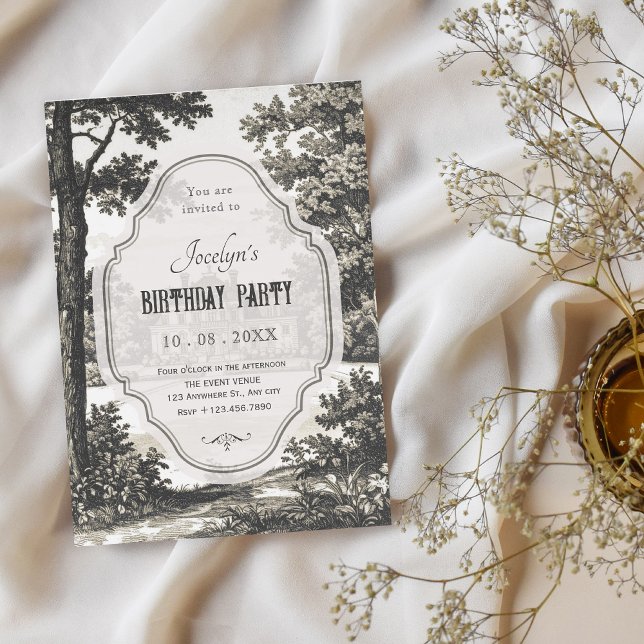 Convites Vintage garden birthday (Criador carregado)