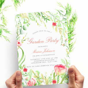 Convites Vintage Garden Party Birthday