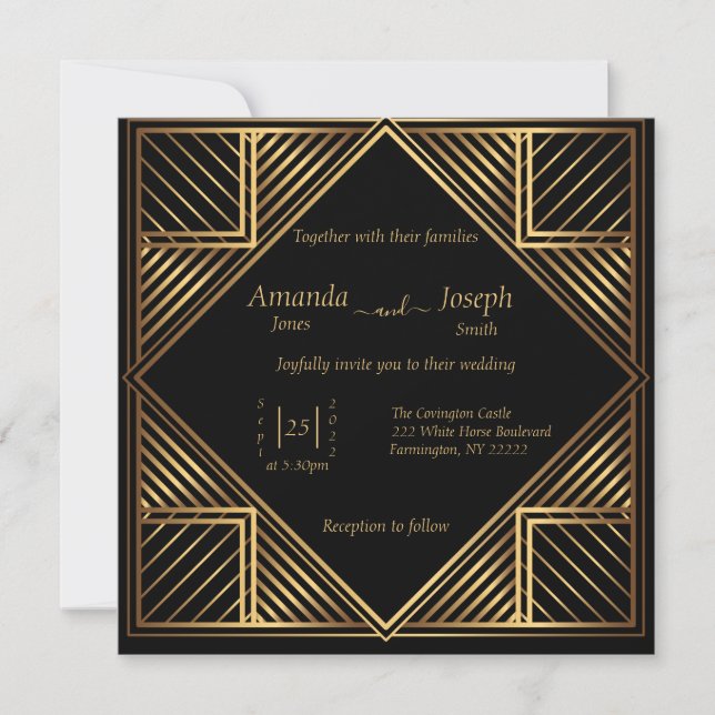 Convites Vintage Gatsby Style Invitation (Frente)