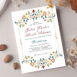 Convites Vintage Geometry Intrata Casamento Clássico de Mot