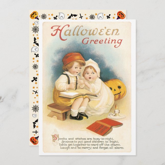 Convites Vintage Ghost Stories Halloween (Frente/Verso)