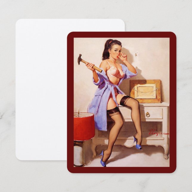 Convites Vintage Gil Elvgren Hammer Classic Pinup Girl (Frente/Verso)