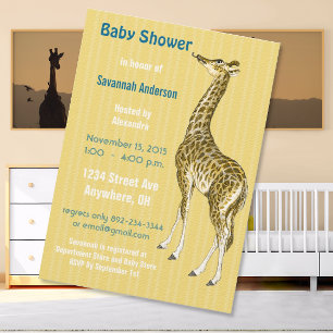 Convites Vintage Giraffe Baby Boy Invations Chá