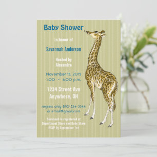 Convites Vintage Giraffe Baby Boy Invations Chá