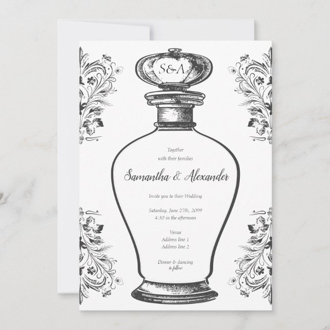 Convites Vintage Glam Victorian Moody Potion Casamento (Frente)