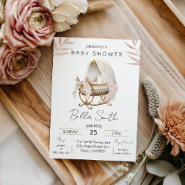 Convites Vintage Gold Cradle Baby Shower Invitation