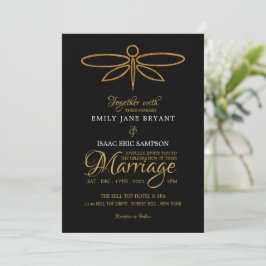 Convites Vintage Gold Foil Dragonfly Casamento