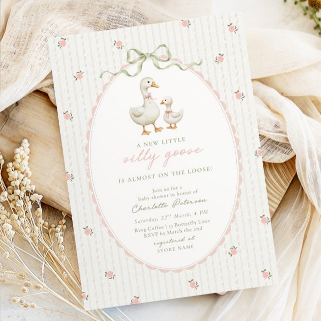 Convites Vintage Goose Baby Shower Invitation (Criador carregado)