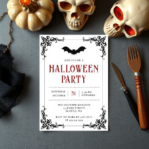 Convites Vintage Gothic Bat Adult Festa de Halloween