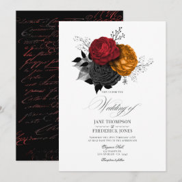 Convites Vintage Gothic Halloween Elegância Floral