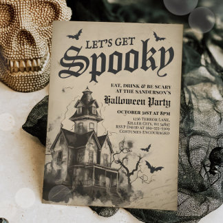 Convites Vintage Gothic Hauned House Festa Adulta do Dia da