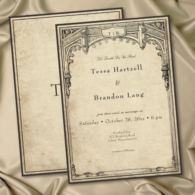 Convites Vintage Gothic Medieval Border Parchment Wedding (Vintage Gothic Medieval Border Parchment Wedding Invitation)