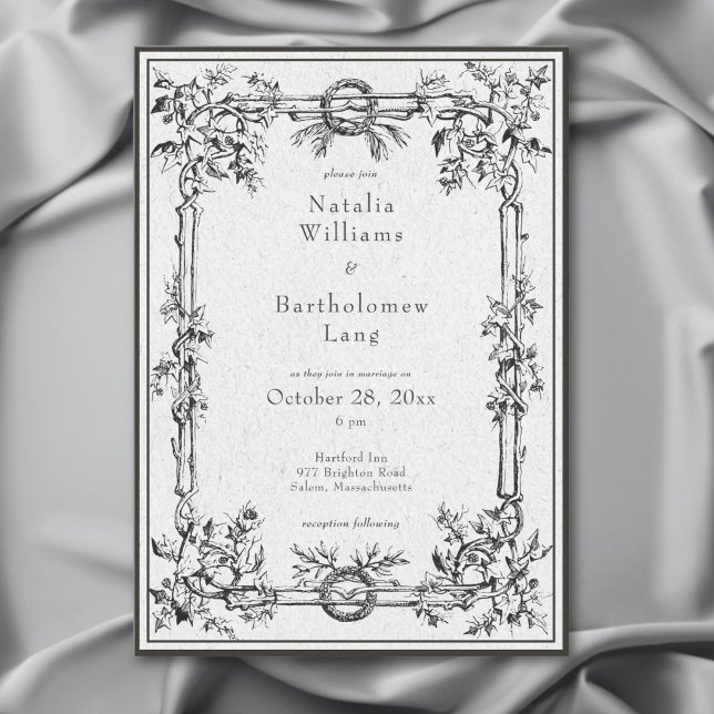 Convites Vintage Gothic Medieval Ivy Border Weding (Criador carregado)