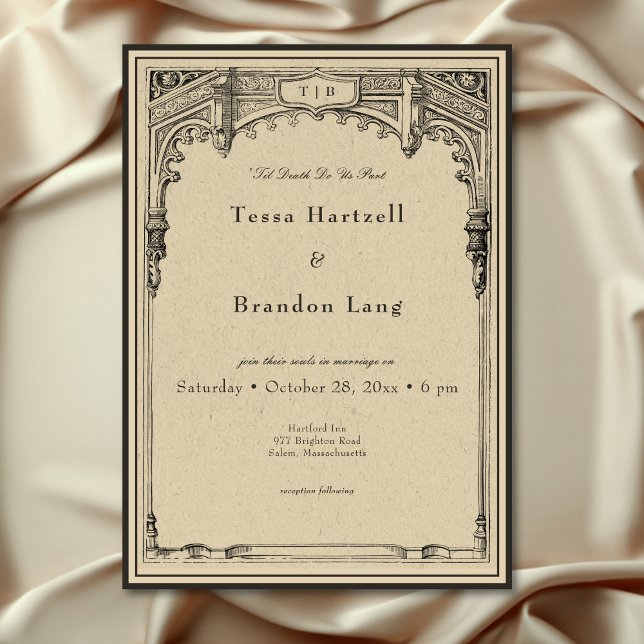 Convites Vintage Gothic Medieval Line Border Weding (Vintage Gothic Medieval Line Border Wedding Invitation)