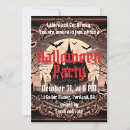 Convites Vintage Gothic Scary Halloween