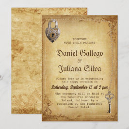 Convites Vintage Gothic Skeleton Key