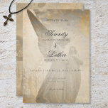 Convites Vintage Gothic Stone Angel Wedding<br><div class="desc">Aceite o misterioso prazer gótico do seu dia especial com este design inspirado na vintage. Este simples e elegante design de convite de casamento apresenta um fundo de um par de monumentos anjos de cemitério de pedra num pergaminho envelhecido de fundo de vintagem colorida. O texto aparece sobre uma cobertura...</div>