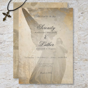 Convites Vintage Gothic Stone Angel Wedding