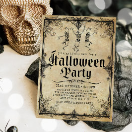 Convites Vintage Gótica Skeleton Adulto Festa de Halloween