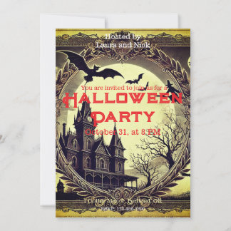 Convites Vintage gótico escuro Victorian Spooky Halloween
