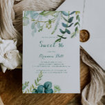 Convites Vintage Green Eucalyptus Sweet 16 Festa de anivers<br><div class="desc">Este convite de aniversário verde de eucalipto 16 é perfeito para um aniversário rústico. O design apresenta cor d'água verde pintada manualmente,  folhas de marinho e flores bem arrumadas em buquês.</div>