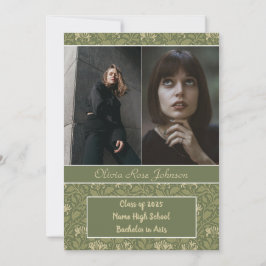 Convites Vintage Green Honeysuckle Flowers Graduação de Fot