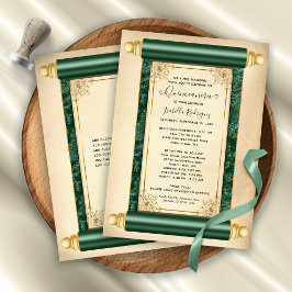 Convites Vintage Green Scroll Elegante Quinceañera