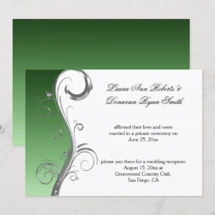 Convites Vintage Green Silver White Ornamentado Casamento