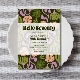 Convites Vintage Groovy Flower Hello Ssetenta 70 Aniversári
