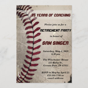 Convites Vintage Grunge Baseball Coach Retirement Aniversár