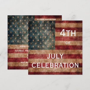 Convites Vintage Grunge EUA Stars & Stripes 4 de julho