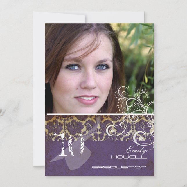 Convites Vintage/Grunge/Swirls/Damask/Graduação (Frente)