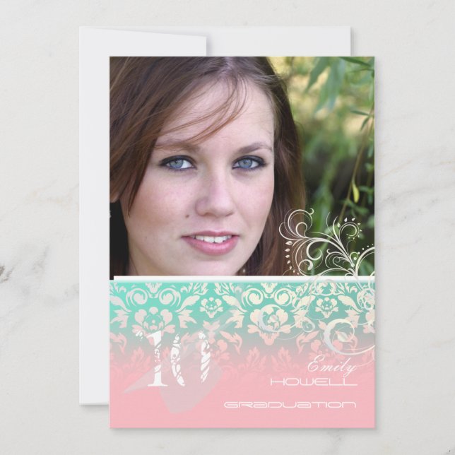 Convites Vintage/Grunge/Swirls/Damask/Graduação (Frente)