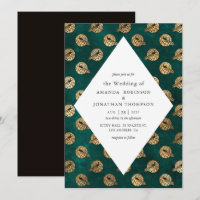 Vintage Grunge Teal e Dourado Casamento Peacock