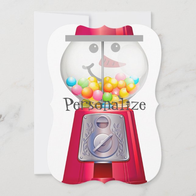 Convites Vintage Gumball Machine Snowman (Frente)