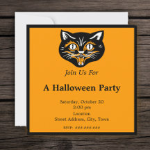 Vintage Halloween Black Cat Face Party