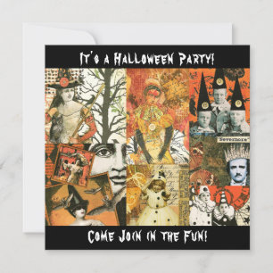 Convites Vintage Halloween Collage