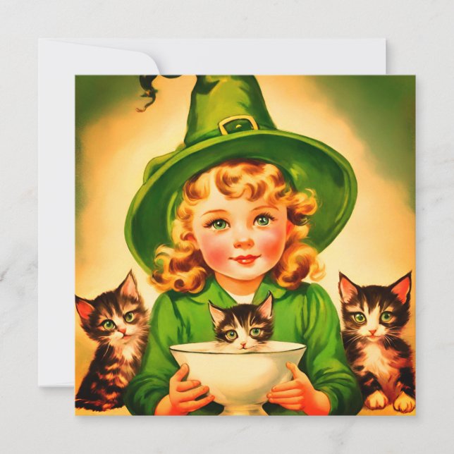 Convites vintage Halloween cutie no9 (Frente)