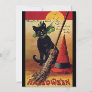 Convites Vintage Halloween de Ellen Clapsaddle, Gato Negro