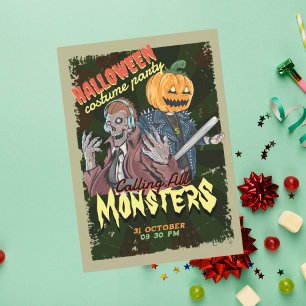 Convites Vintage Halloween Festa de Costume