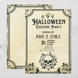 Convites Vintage Halloween Figurume Party Adulto Pumpkin