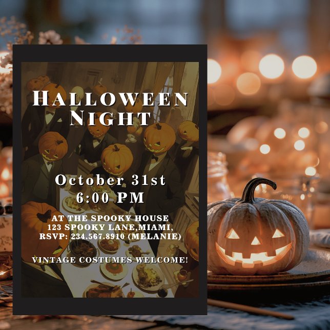 Convites Vintage Halloween Night Spooky Party (Criador carregado)